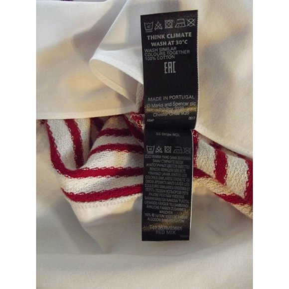 M & S Collections UK Sz 14 (USA 10) Red & Ivory Striped Sweater w/shirttail m - Picture 7 of 9